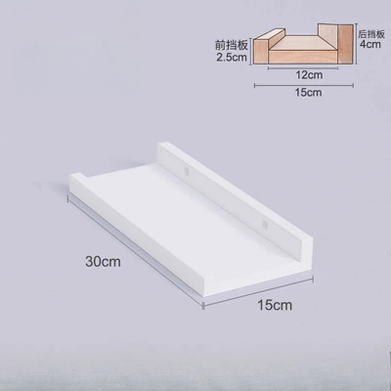 Floating Shelves Wall Mounted, White Solid Wood Drill Hanging Shelf, Storage Rack for Living Room, Bedroom, Study, Entrance