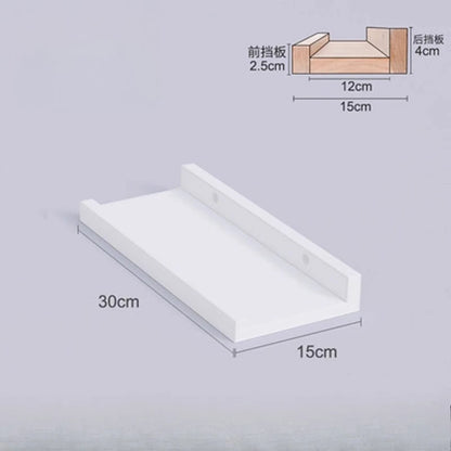 Floating Shelves Wall Mounted, White Solid Wood Drill Hanging Shelf, Storage Rack for Living Room, Bedroom, Study, Entrance