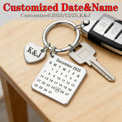 1Pc Customized Date Name Stainless Steel Keychain Couple Wedding Anniversary Romantic Birthday Gift Valentine's Day Good Friends