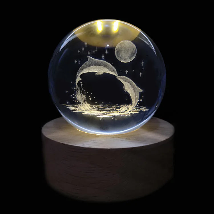 3D Crystal Lights Lamp Glowing Planetary Galaxy Night Light Crystal Ball Night Lights Bedside Light Home Decor Christmas Gift
