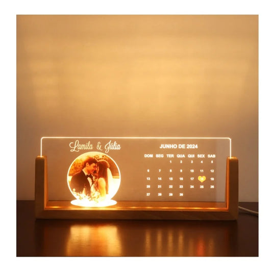 Popular Hot sell Dropshipping Gift Christmas Gift U-shaped Stand USB Acrylic Night Light UV Printed Couple's Name Picture Decora