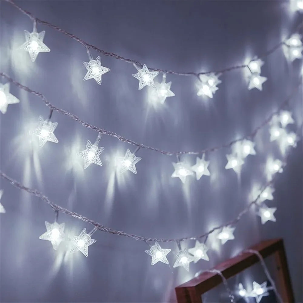 Star String Lights Fairy Lights for Bedroom String Battery Powered Adapter Christmas Lights Wedding Party Ramadan Decorations