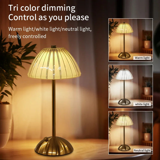 Crystal Led Table Lamp Rechargeable Book Light Night Light for Reading Bedside Bedroom Atmosphere Retro Hotel Bar Decor Dimmable