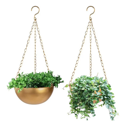 Large Gold Hanging Planter With Drainage, Semi-Circle Hanging Plant Holder For Indoor Plants, Lightweightceiling Basin-AT64