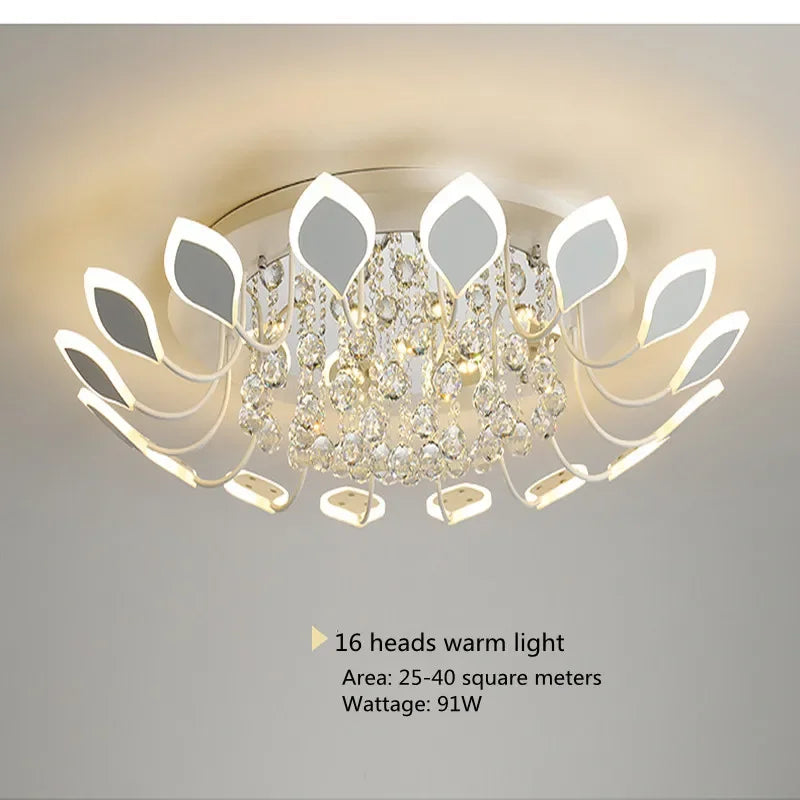 Crystal ceiling lamp modern simple atmosphere household led room lamp restaurant Nordic villa crystal lamp 2022 New Year