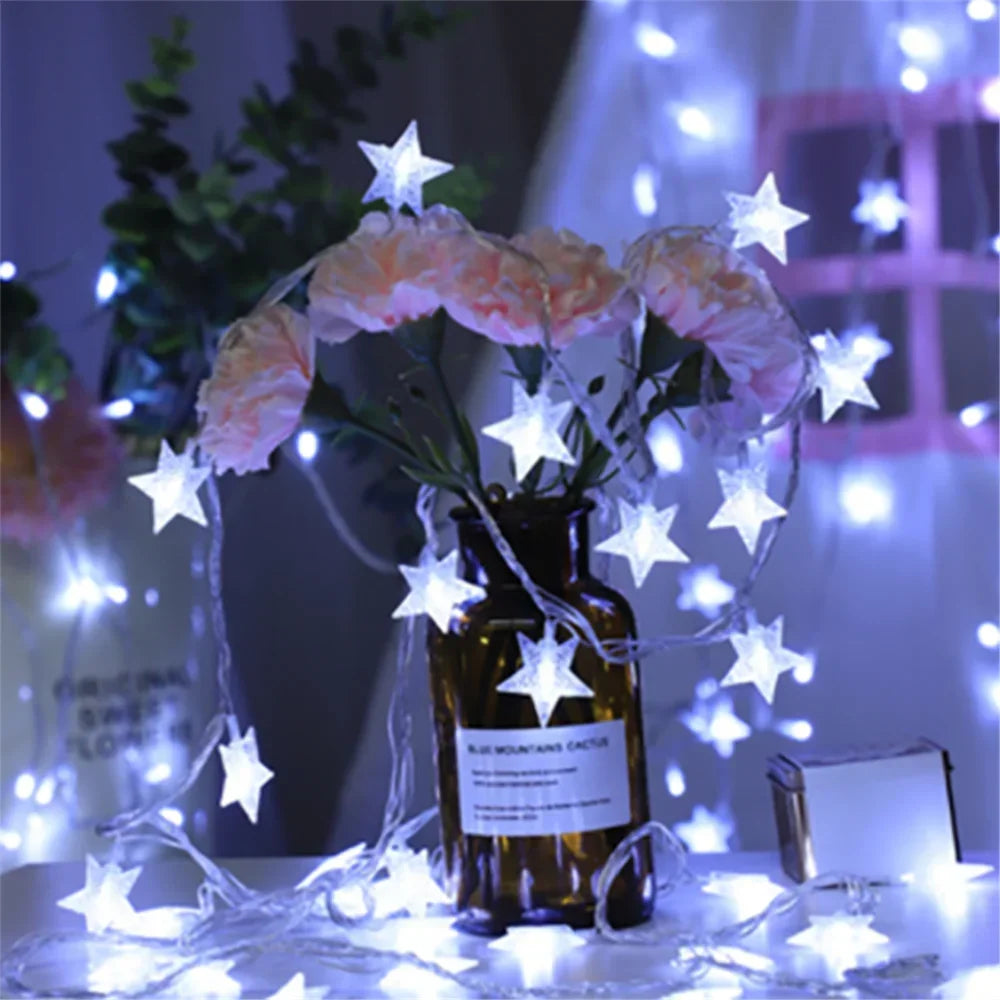 Star String Lights Fairy Lights for Bedroom String Battery Powered Adapter Christmas Lights Wedding Party Ramadan Decorations