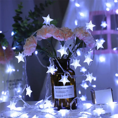 Star String Lights Fairy Lights for Bedroom String Battery Powered Adapter Christmas Lights Wedding Party Ramadan Decorations