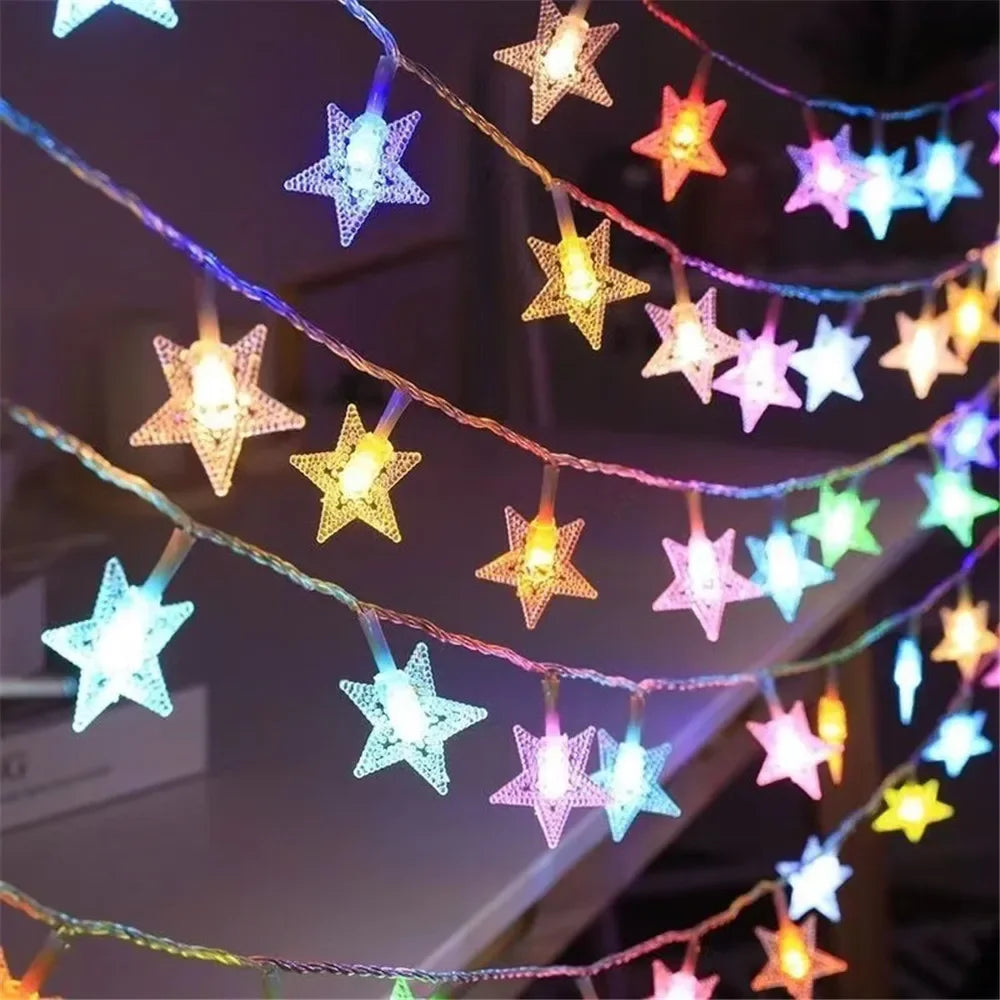 Star String Lights Fairy Lights for Bedroom String Battery Powered Adapter Christmas Lights Wedding Party Ramadan Decorations