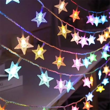 Star String Lights Fairy Lights for Bedroom String Battery Powered Adapter Christmas Lights Wedding Party Ramadan Decorations