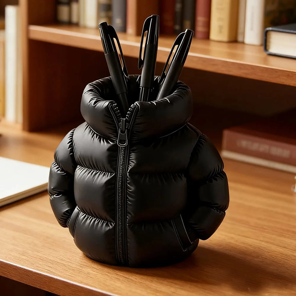 Cute 3D Printed Down Jacket Design Pen Holder Creative Storage Desk Decoration Creative Desktop Storage Organizer