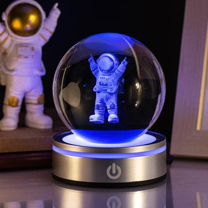 Crystal Ball Night Lights Glowing Planet Galaxy Astronaut 3D RGB Moon Atmosphere Lamp Tabletop Decorations Kid Gifts home decor
