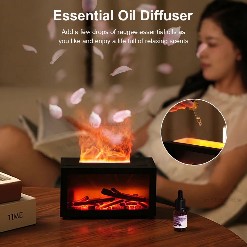 Aroma Humidifier Essential Oil Diffuser Air Humidifier Aromatherapy Fragrance Diffuser Mini Home Flame Humidifier with LED Night