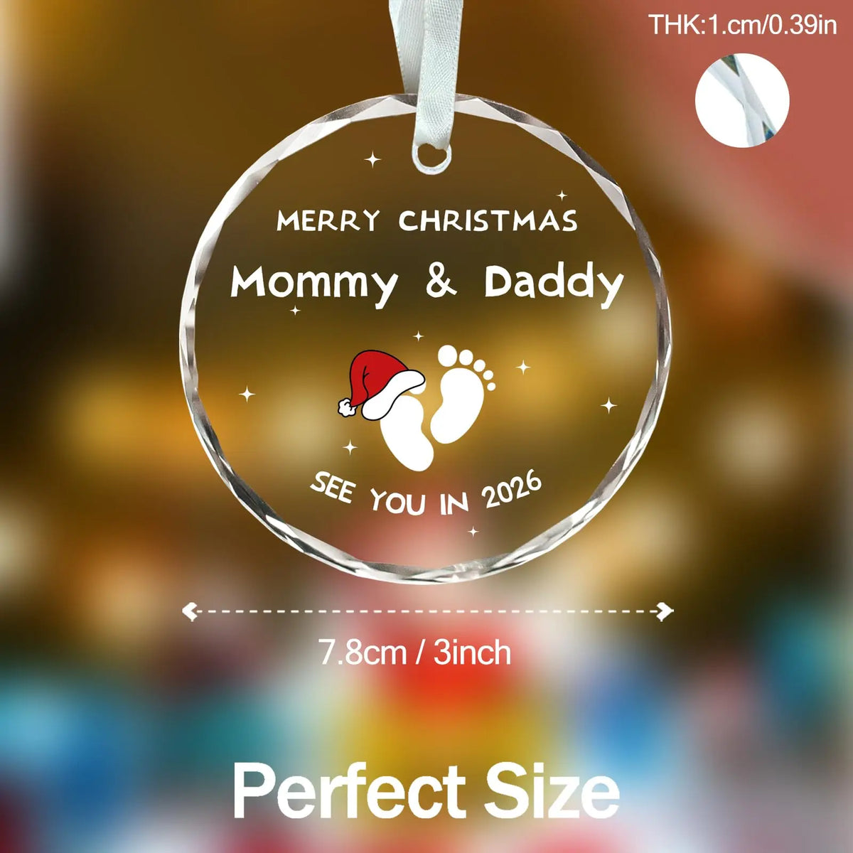 2026 New Year Baby Announcement Ornament, Merry Christmas Mommy and Daddy Christmas Pregnancy Announcement, New Parents Pendant