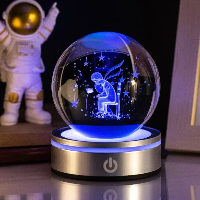 Crystal Ball Night Lights Glowing Planet Galaxy Astronaut 3D RGB Moon Atmosphere Lamp Tabletop Decorations Kid Gifts home decor
