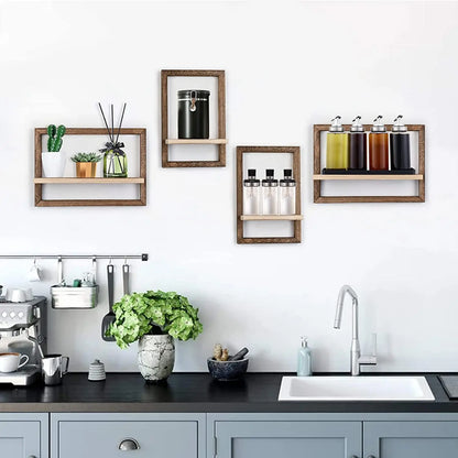 Black Wood Shelves for Wall Storage Hanging Floating Wall Shelves Rustic Farmhouse Decor, Bedroom Bathroom Living Room Kitchen