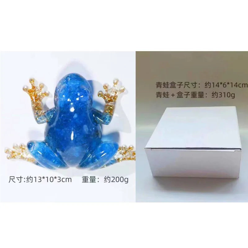 Resin Frog Decor with Crystal Pebbles - Cute Desktop Ornament, Car Dashboard Figurine, Unique Gift for Nature Lovers