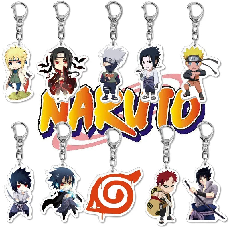 Naruto Anime Chibi Acrylic Keyring Pendant Series 1-14 Bag Ornament Decor Present for Young Anime Fans Daily Collect Gifts