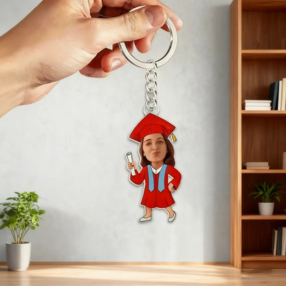 1PC 2D Flat Customized Graduation Keychains,Personalized Avatar Keychains, Graduation Cap Diploma Designs,Graduation Party Gifts