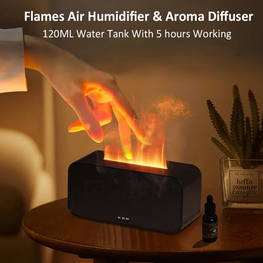 Aroma Air Humidifier Fragrance Diffuser Home Essential Oil Diffuser Automatic Flame Air Humidifier Mist Maker With LED Light