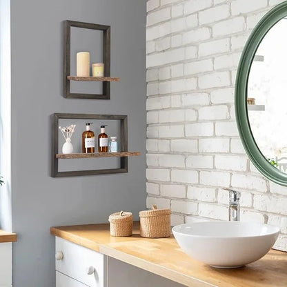Black Wood Shelves for Wall Storage Hanging Floating Wall Shelves Rustic Farmhouse Decor, Bedroom Bathroom Living Room Kitchen