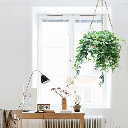 Large Gold Hanging Planter With Drainage, Semi-Circle Hanging Plant Holder For Indoor Plants, Lightweightceiling Basin-AT64
