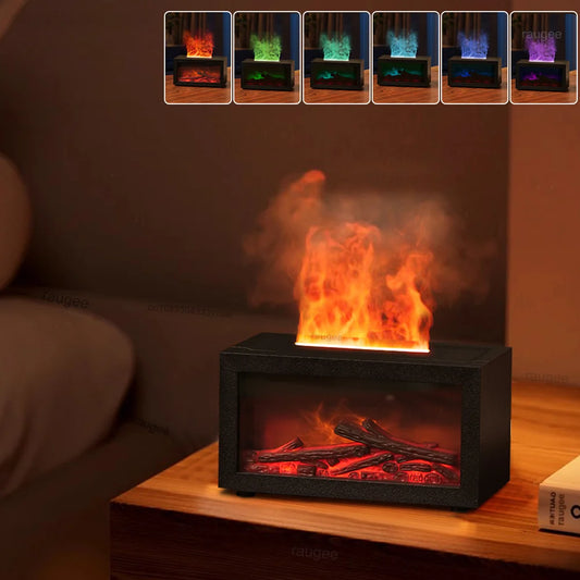 Aroma Humidifier Essential Oil Diffuser Air Humidifier Aromatherapy Fragrance Diffuser Mini Home Flame Humidifier with LED Night