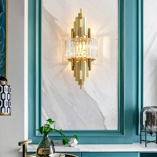 Crystal light luxury bedroom wall lamps  Nordic modern and simple background wall lighting fixtures