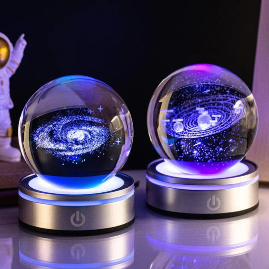 Crystal Ball Night Lights Glowing Planet Galaxy Astronaut 3D RGB Moon Atmosphere Lamp Tabletop Decorations Kid Gifts home decor