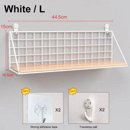 Wall Mounted Shelves Without Drilling Wood Hanging Shelf For Living Room Bedroom Storage Basket Wall Decoration Rack Organizers