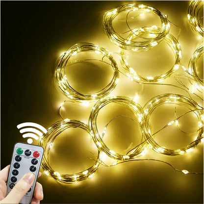 Fairy Light 8 Modes Party Lamp 6/3m USB Curtain String Light Christmas Garland Festoon Remote Control Wedding Home Bedroom Decor
