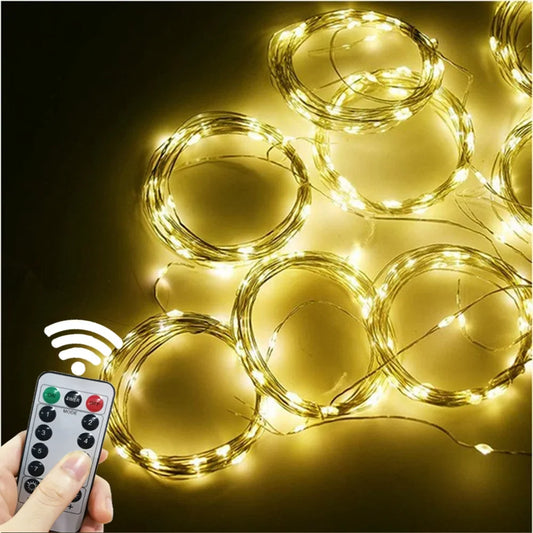Fairy Light 8 Modes Party Lamp 6/3m USB Curtain String Light Christmas Garland Festoon Remote Control Wedding Home Bedroom Decor