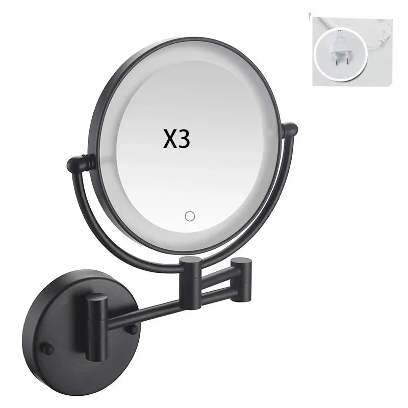Decorative Mirrors Bathroom 8-inch Folding Rotating Telescopic Makeup Mirror Wall Hanging Double-sided Magnifying Beauty Mirrors