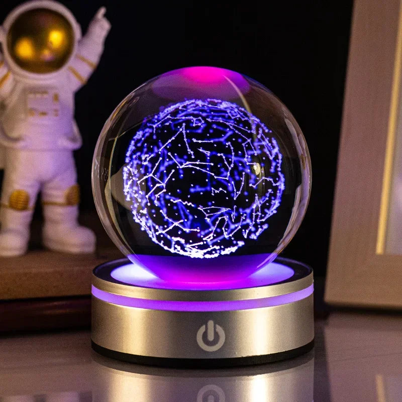 Crystal Ball Night Lights Glowing Planet Galaxy Astronaut 3D RGB Moon Atmosphere Lamp Tabletop Decorations Kid Gifts home decor