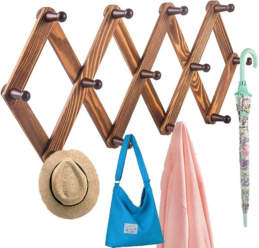 Entrance Porch Hanging Hanger Wall Hanging Clothes Hook Walnut Wood Shelving Wall Hanging Living Room Storage Clothes Shelf