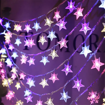 Star String Lights Fairy Lights for Bedroom String Battery Powered Adapter Christmas Lights Wedding Party Ramadan Decorations
