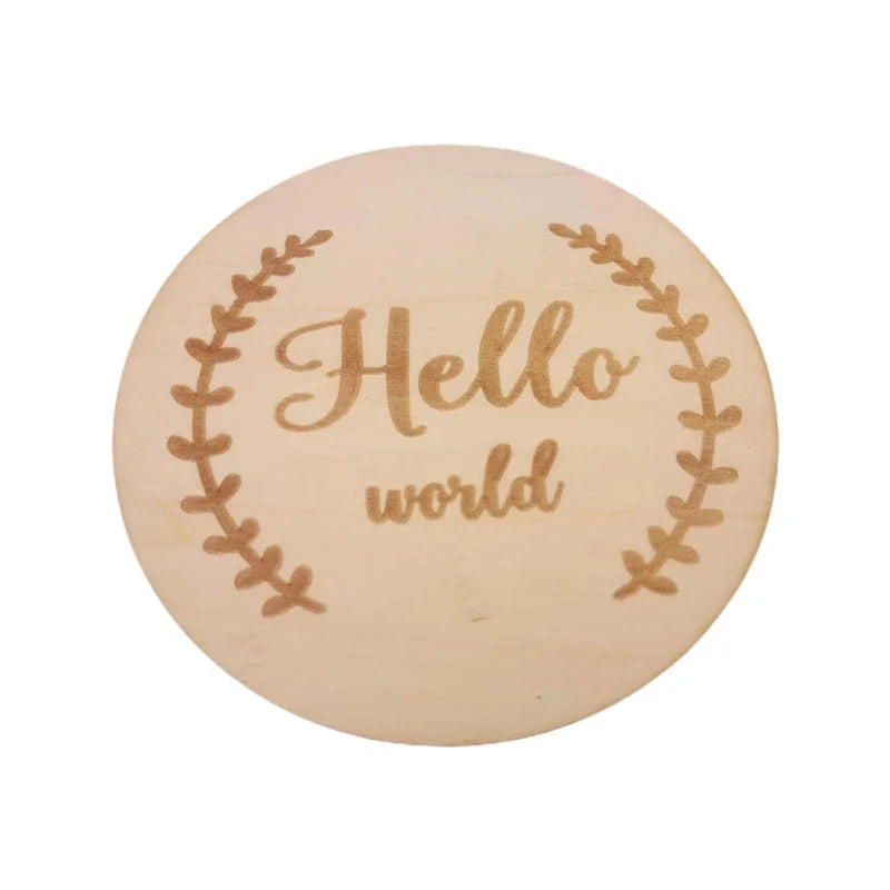 Hello World Wooden Baby Token Milestone St Newborn Monthly Growth Recording Cards Baby Birth Commemorative Cards Photography Pro