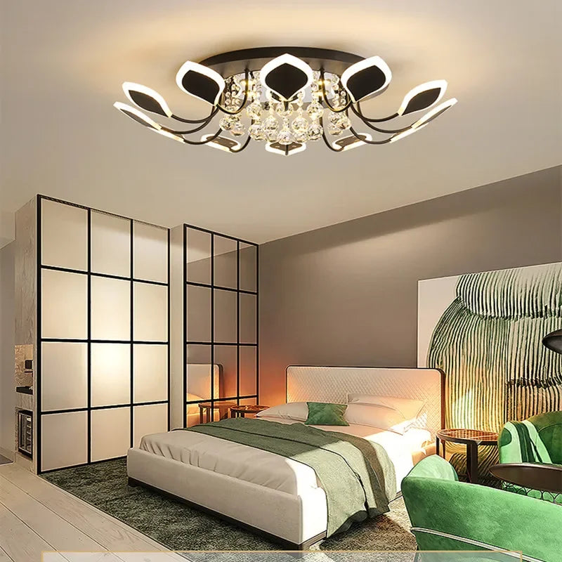 Crystal ceiling lamp modern simple atmosphere household led room lamp restaurant Nordic villa crystal lamp 2022 New Year