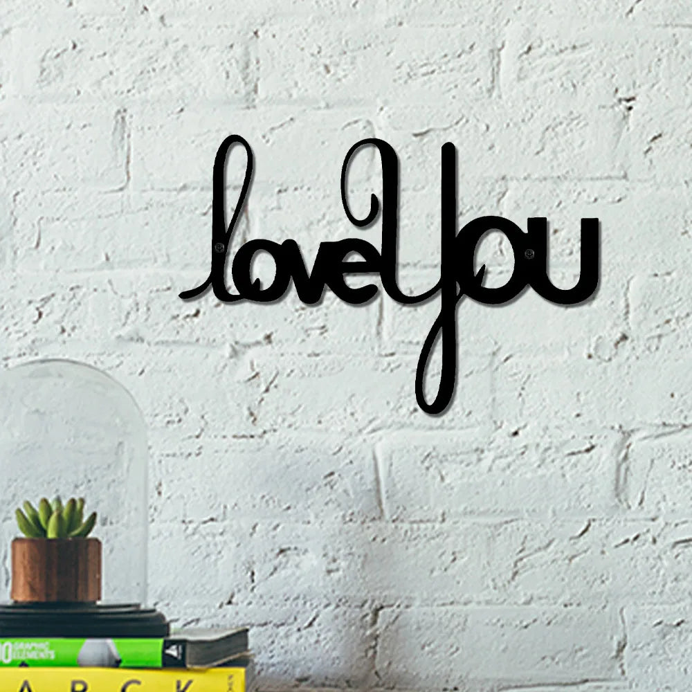 LOVE YOU Metal Wall Art Decorative Ornaments Minimalist Home Kitchen Bar Office Hanging Signs Decor Room Aesthetic