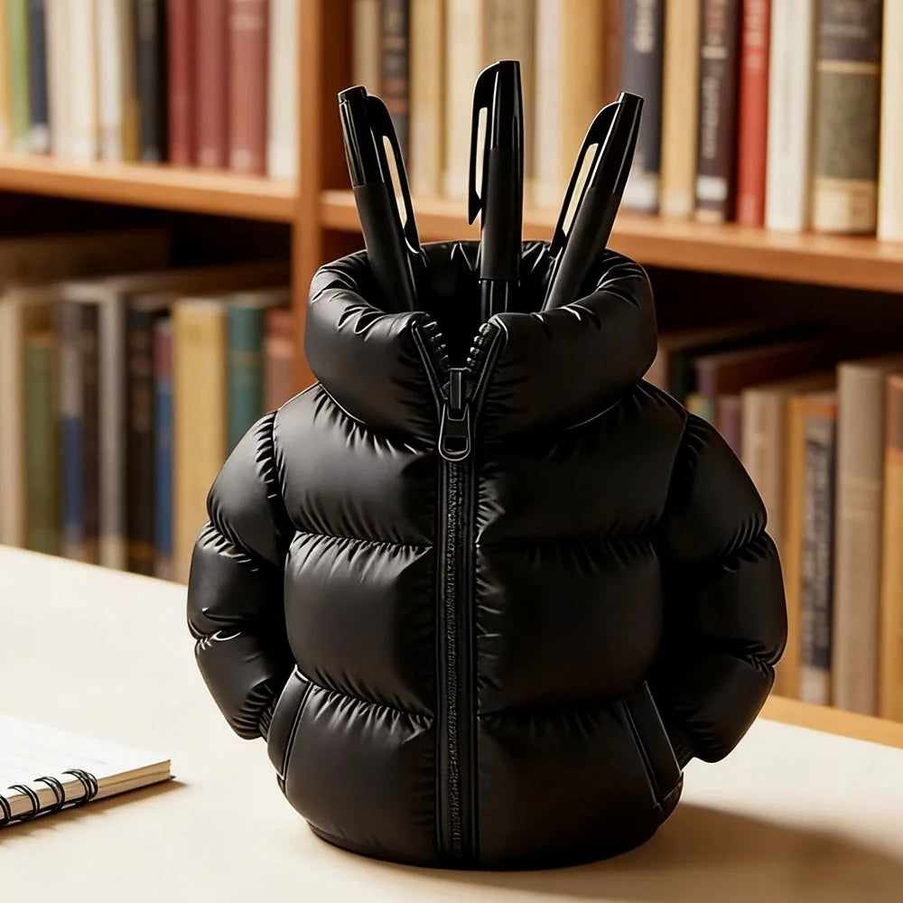 Cute 3D Printed Down Jacket Design Pen Holder Creative Storage Desk Decoration Creative Desktop Storage Organizer