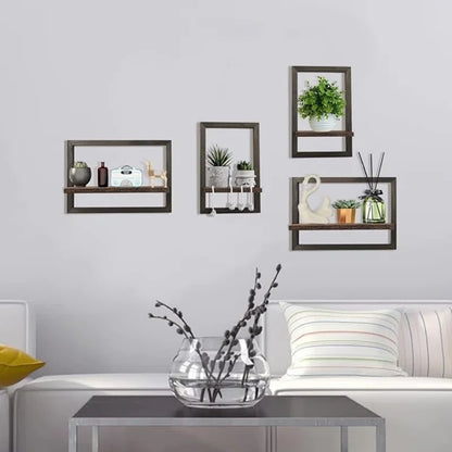 Black Wood Shelves for Wall Storage Hanging Floating Wall Shelves Rustic Farmhouse Decor, Bedroom Bathroom Living Room Kitchen