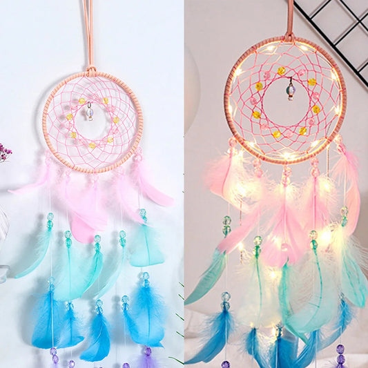 Colorful Dream Catchers Handmade Wall Hanging Decoration for Girl Bedroom Window Bedside Ornaments Make Wish Blessing Birth Gift
