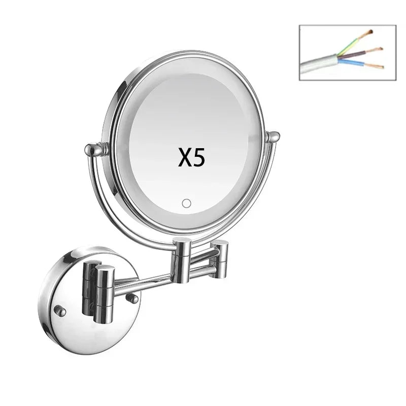 Decorative Mirrors Bathroom 8-inch Folding Rotating Telescopic Makeup Mirror Wall Hanging Double-sided Magnifying Beauty Mirrors
