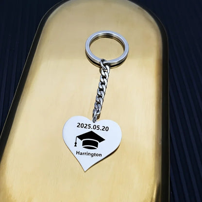 New Keychain Doctorial Hat Design,Custom Date,Name Stainless Steel Key Chain Graduation Season,Opening Season,Teacher's Day Gift