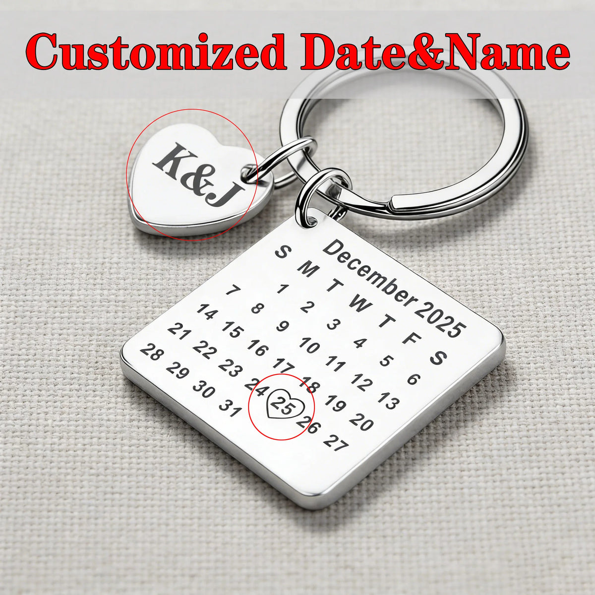 1Pc Customized Date Name Stainless Steel Keychain Couple Wedding Anniversary Romantic Birthday Gift Valentine's Day Good Friends