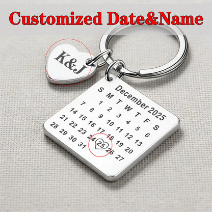 1Pc Customized Date Name Stainless Steel Keychain Couple Wedding Anniversary Romantic Birthday Gift Valentine's Day Good Friends