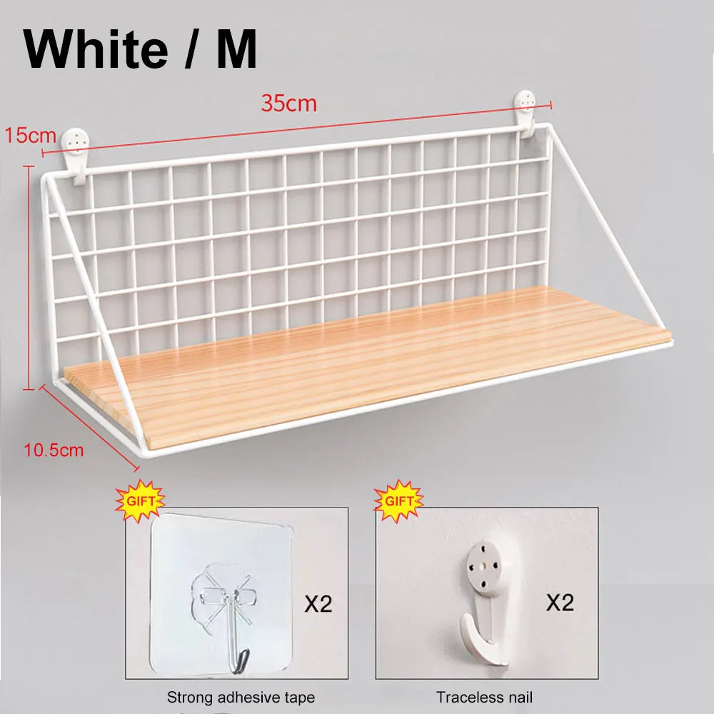 Wall Mounted Shelves Without Drilling Wood Hanging Shelf For Living Room Bedroom Storage Basket Wall Decoration Rack Organizers
