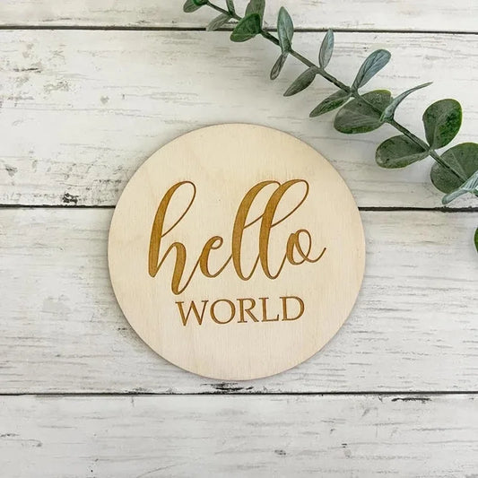 Hello World Wooden Baby Token Milestone St Newborn Monthly Growth Recording Cards Baby Birth Commemorative Cards Photography Pro