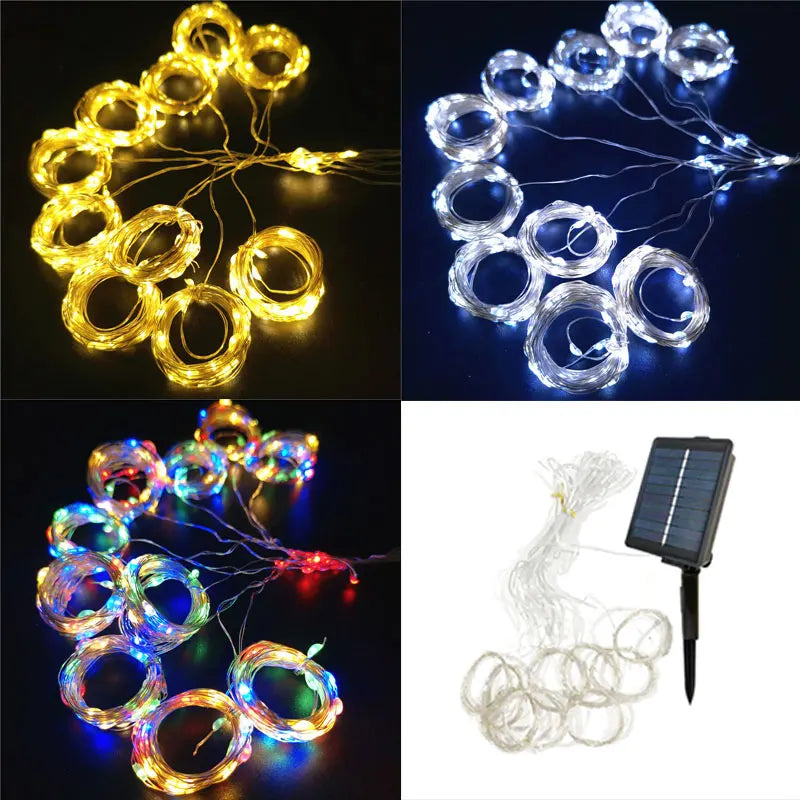Fairy LED Curtain String Lights Outdoor Solar Powered for Window Christmas Party Outdoor Garden Wedding Holiday Decoration