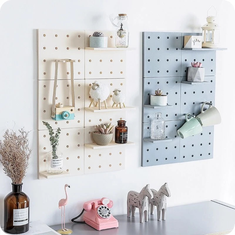Home Decor Wall Shelves Decoration Hole Board Wall Storage Rack Storage Shelf Kitchen Bedroom Hanging Wall Shelves Wall Decor