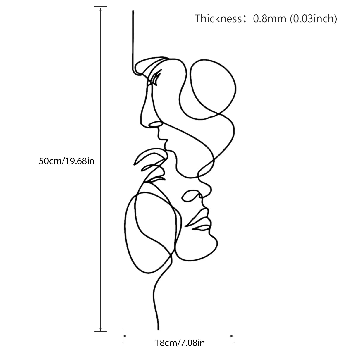 Metal Wall Art Decor Minimalist Facial Line Wall Decor Abstract Iron Wall Sculpture Modern Hanging Wall Art Decor Living Room